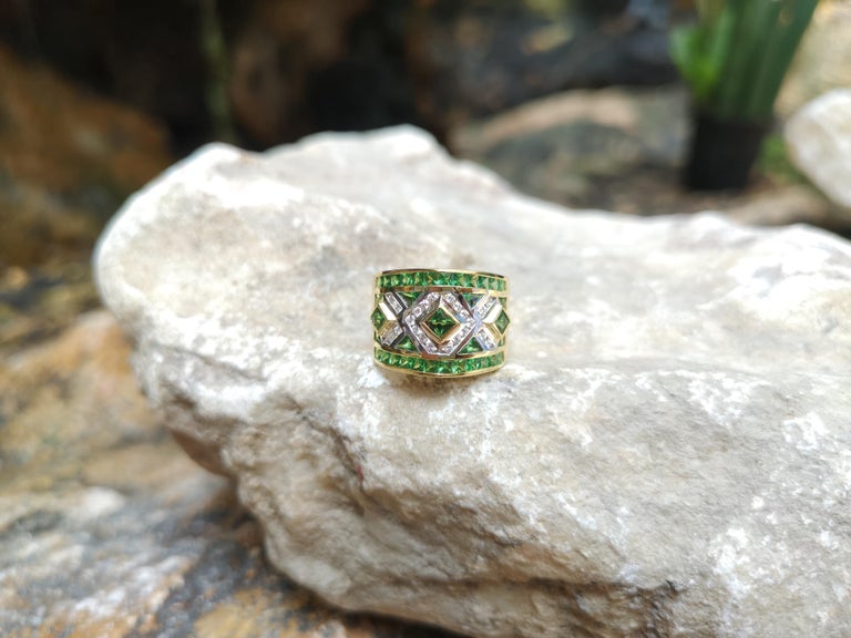 SJ2029 - Tsavorite with Diamond Ring Set in 18 Karat Gold Settings