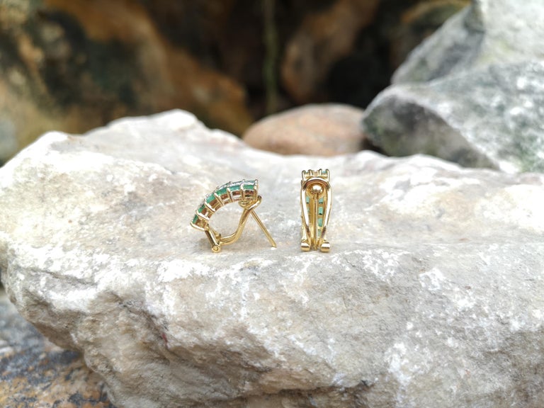 SJ2192 - Emerald with Diamond Earrings Set in 18 Karat Gold Settings