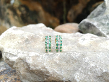 SJ2192 - Emerald with Diamond Earrings Set in 18 Karat Gold Settings