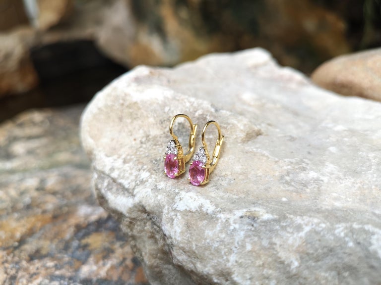 SJ2115 - Pink Sapphire with Diamond Earrings Set in 18 Karat Gold Settings