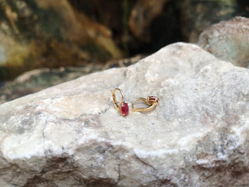 SJ2406 - Ruby with Diamond Earrings Set in 18 Karat Gold Settings