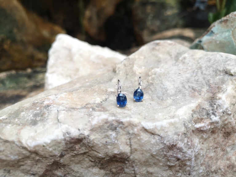 SJ6036 - Blue Sapphire Earrings Set in 18 Karat White Gold Settings