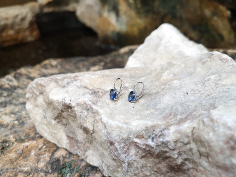 SJ6036 - Blue Sapphire Earrings Set in 18 Karat White Gold Settings