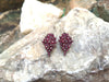 SJ2110 - Cabochon Ruby with Tsavorite, Ruby and Diamond Earrings in 18 Karat White Gold