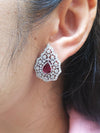 SJ1758 - Ruby with Diamond Earrings Set in 18 Karat White Gold Settings
