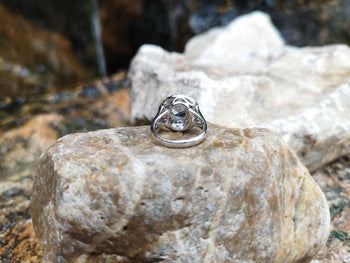 SJ2051 - Round Pastel Blue Sapphire with Diamond Ring Set in 18 Karat White Gold Settings