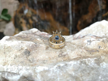 SJ2407 - Blue Sapphire with Diamond Ring and Jacket Set in 18 Karat Gold Settings