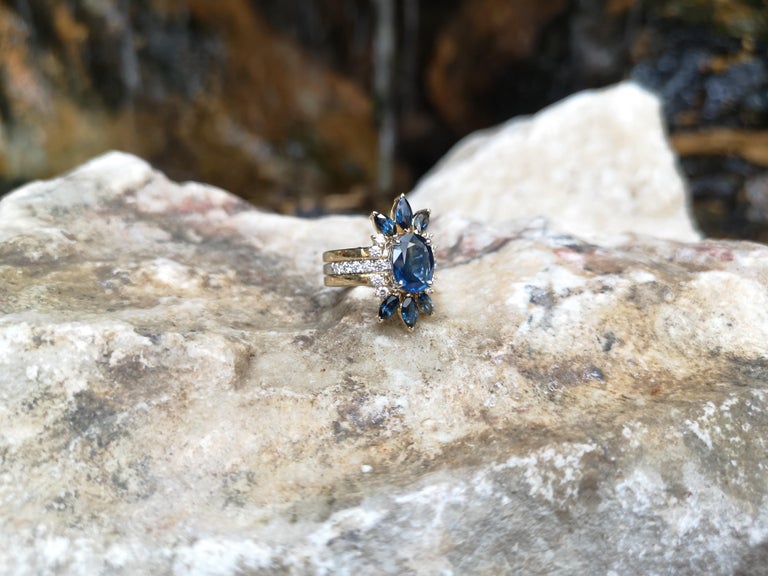 SJ2407 - Blue Sapphire with Diamond Ring and Jacket Set in 18 Karat Gold Settings