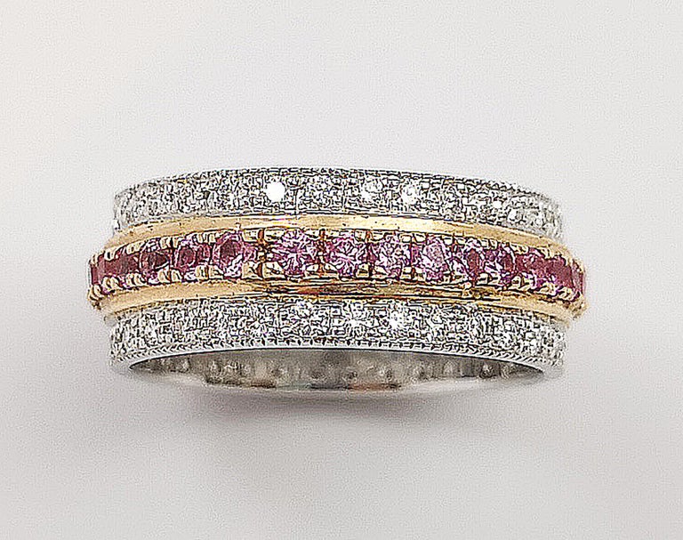 SJ2146 - Pink Sapphire with Diamond Eternity Ring Set in 18 Karat White Gold Settings