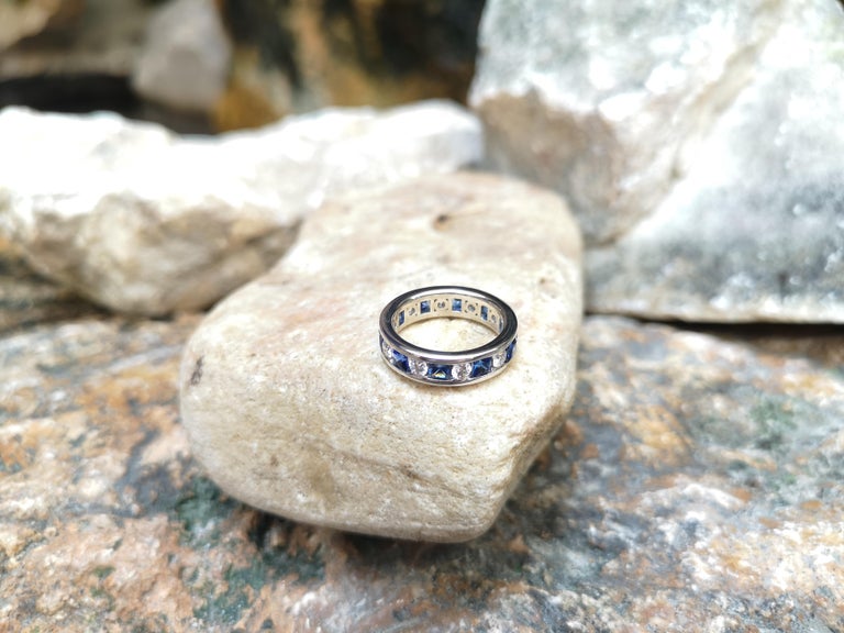 SJ2126 - Blue Sapphire with Diamond Eternity Ring Set in 18 Karat White Gold Settings