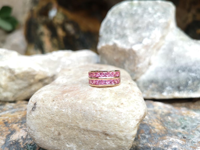 SJ2147 - Pink Sapphire 4.13 Carats Ring Set in 18 Karat Rose Gold Settings