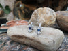 SJ1766 - Blue Sapphire with Diamond Fleur-de-lis Earrings Set in 18 Karat White Gold