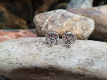 SJ6224 - Ruby with Diamond Earrings Set in 18 Karat White Gold Settings