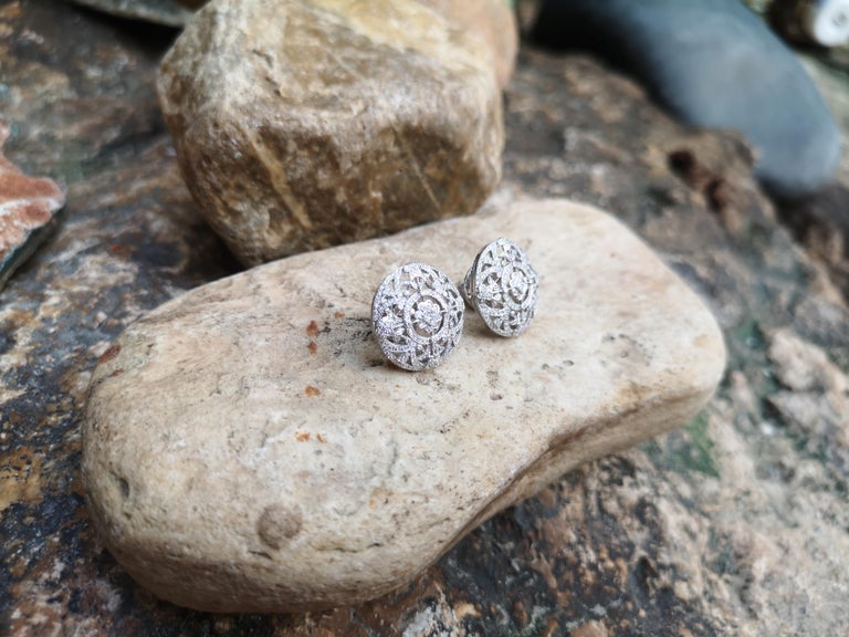 SJ2332 - Diamond Floral Earrings Set in 18 Karat White Gold Settings