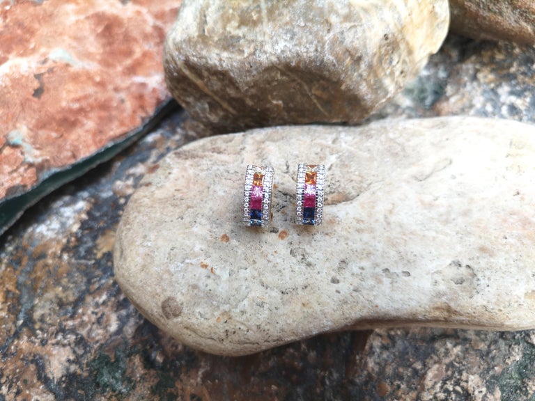 SJ6263 - Rainbow Colour Sapphire with Diamond Earring Set in 18 Karat Gold Settings