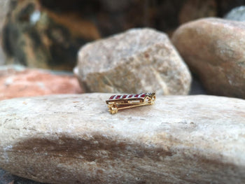 JP0091U - Ruby, Blue Sapphire and Diamond American Flag Brooch in 18K Gold Setting
