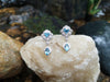 SJ2092 - Blue Topaz with Diamond Earrings Set in 18 Karat White Gold Settings