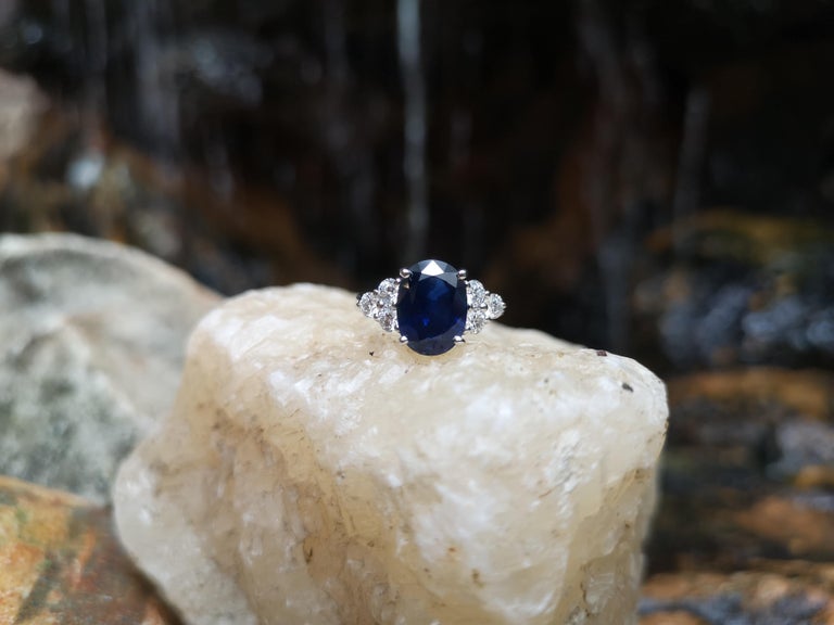 SJ1746 - Blue Sapphire 4 Carat with Diamond Ring Set in 18 Karat White Gold Settings
