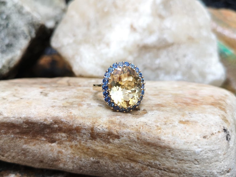 SJ2126 - Citrine with Blue Sapphire Ring set in 18 Karat Gold Settings