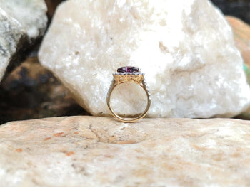 SJ2545 - Heart Shape Alamandite Garnet with Diamond Ring Set in 18 Karat Gold Settings