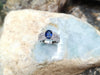 SJ2292 - Blue Sapphire with Diamond Ring Set in 18 Karat White Gold Settings