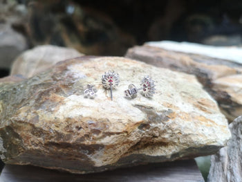 SJ6201 - Ruby with Diamond Earrings Set in 18 Karat White Gold Settings