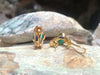 SJ2308 - Cabochon Blue Sapphire and Cabochon Emerald with Diamond Earrings 18 Karat Gold