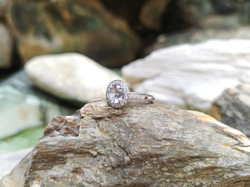 SJ6231 - White Sapphire with Diamond Ring Set in 18 Karat White Gold Settings