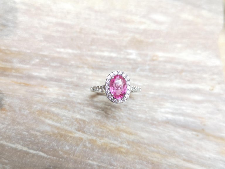 SJ2160 - Pink Sapphire with Diamond Ring Set in 18 Karat White Gold Settings