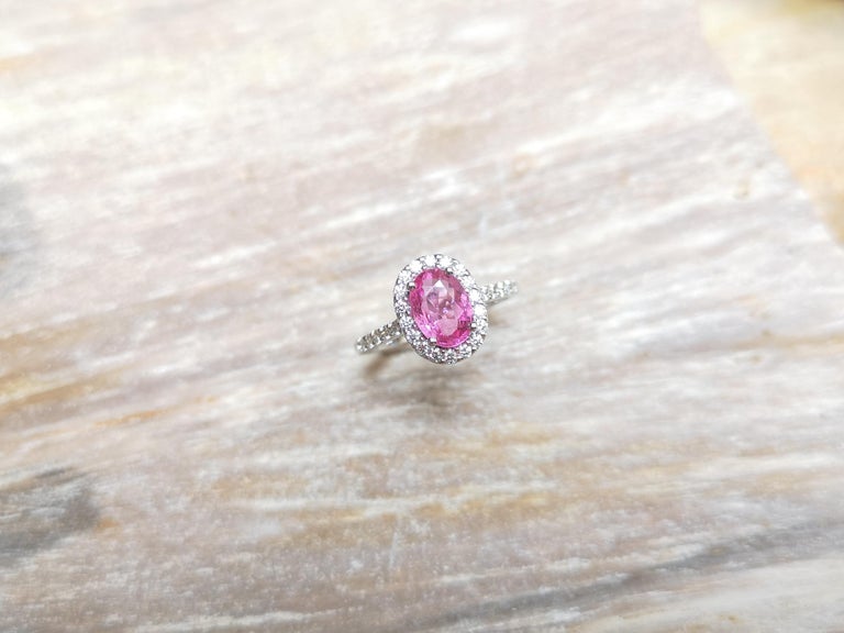 SJ2160 - Pink Sapphire with Diamond Ring Set in 18 Karat White Gold Settings