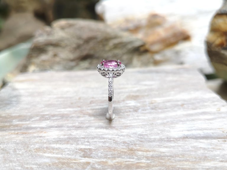 SJ2160 - Pink Sapphire with Diamond Ring Set in 18 Karat White Gold Settings