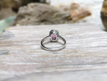 SJ2160 - Pink Sapphire with Diamond Ring Set in 18 Karat White Gold Settings