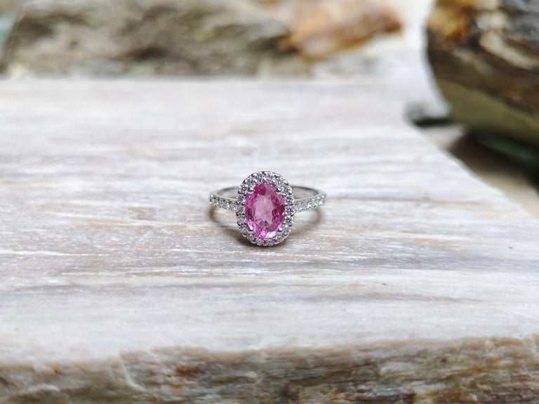 SJ2160 - Pink Sapphire with Diamond Ring Set in 18 Karat White Gold Settings