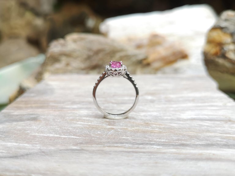 SJ2160 - Pink Sapphire with Diamond Ring Set in 18 Karat White Gold Settings