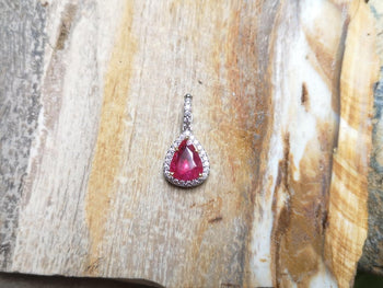 SJ6211 - Ruby with Diamond Pendant Set in 18 Karat White Gold Settings