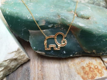 SJ2226 - Ruby Elephant Necklace Set in 18 Karat Gold Settings