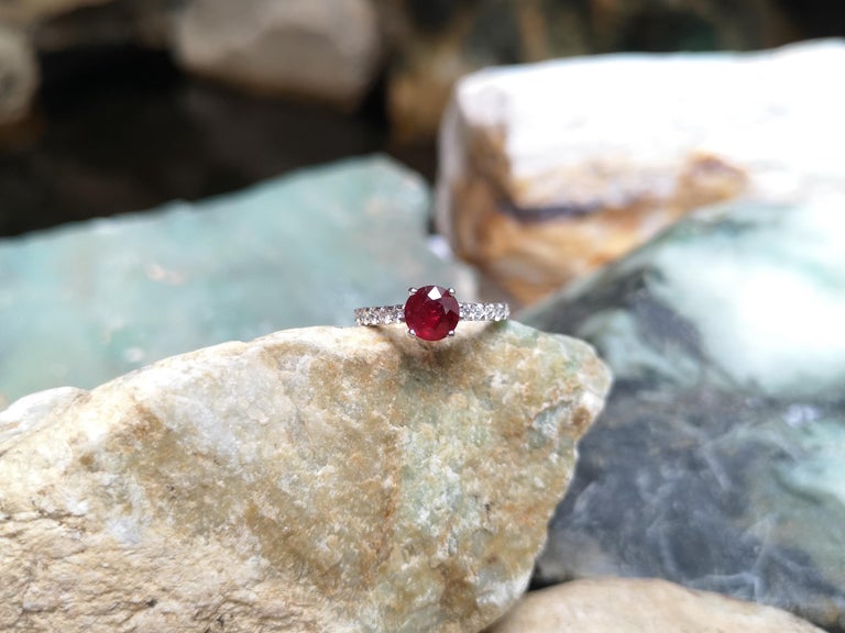 SJ2545 - Round-cut ruby with Diamond Ring Set in 18 Karat White Gold Settings