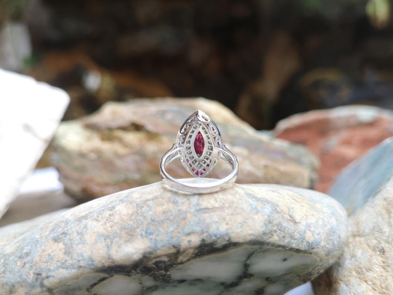SJ2350 - Marquise Ruby with Diamond Ring Set in 18 Karat White Gold Setting