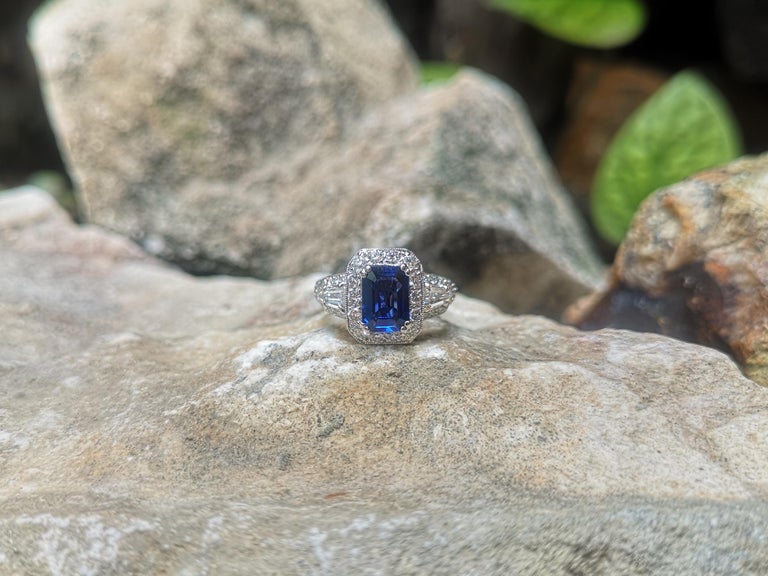 SJ6150 - GIA Certified 1.83 Cts Blue Sapphire with Diamond Ring Set in Platinum 950