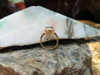 SJ6131 - Green Sapphire with Diamond Ring Set in 18 Karat Gold Settings