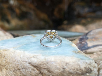 SJ2546 - Heart Shape Yellow Sapphire with Diamond Ring Set in 18 Karat White Gold