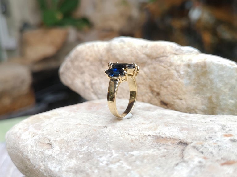 SJ1968 - Marquise Blue Sapphire Ring Set in 18 Karat Gold Settings