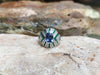 SJ6095 - Blue Sapphire with Emerald and Diamond Ring Set in 18 Karat White Gold Settings