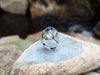 SJ6096 - Blue Sapphire with Emerald and Diamond Ring Set in 18 Karat White Gold Settings