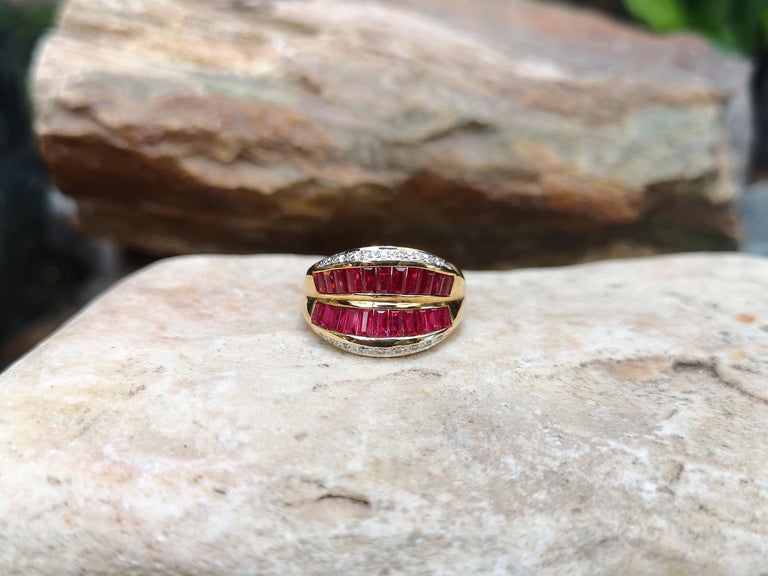 SJ1946 - Ruby with Diamond Ring Set in 18 Karat Gold Settings