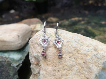 SJ6127 - Ruby with Diamond Earrings Set in 18 Karat White Gold Settings