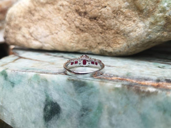 SJ1953 - Ruby with Diamond Ring Set in 18 Karat White Gold Settings