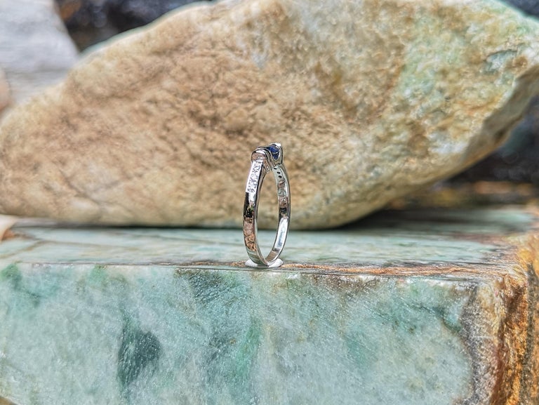 SJ1806 - Blue Sapphire 0.52 Carat with Diamond 0.07 Carat Ring Set in 18 Karat White Gold