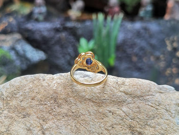 SJ1915 - Blue Sapphire with Diamond Ring Set in 18 Karat Gold Settings