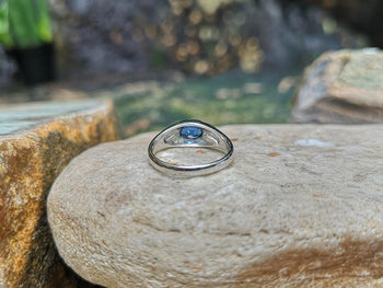 SJ1914 - Blue Sapphire with Diamond Ring Set in 18 Karat White Gold Settings